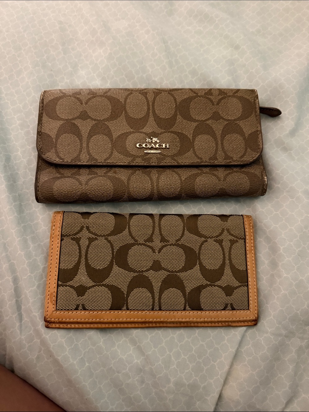 Coach Brown Monogram Wallet with Tan-Trim Card Case (selling these together)